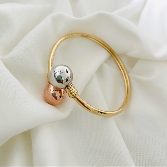 Three Tone open Cuff Bangle - Picture 2 of 8